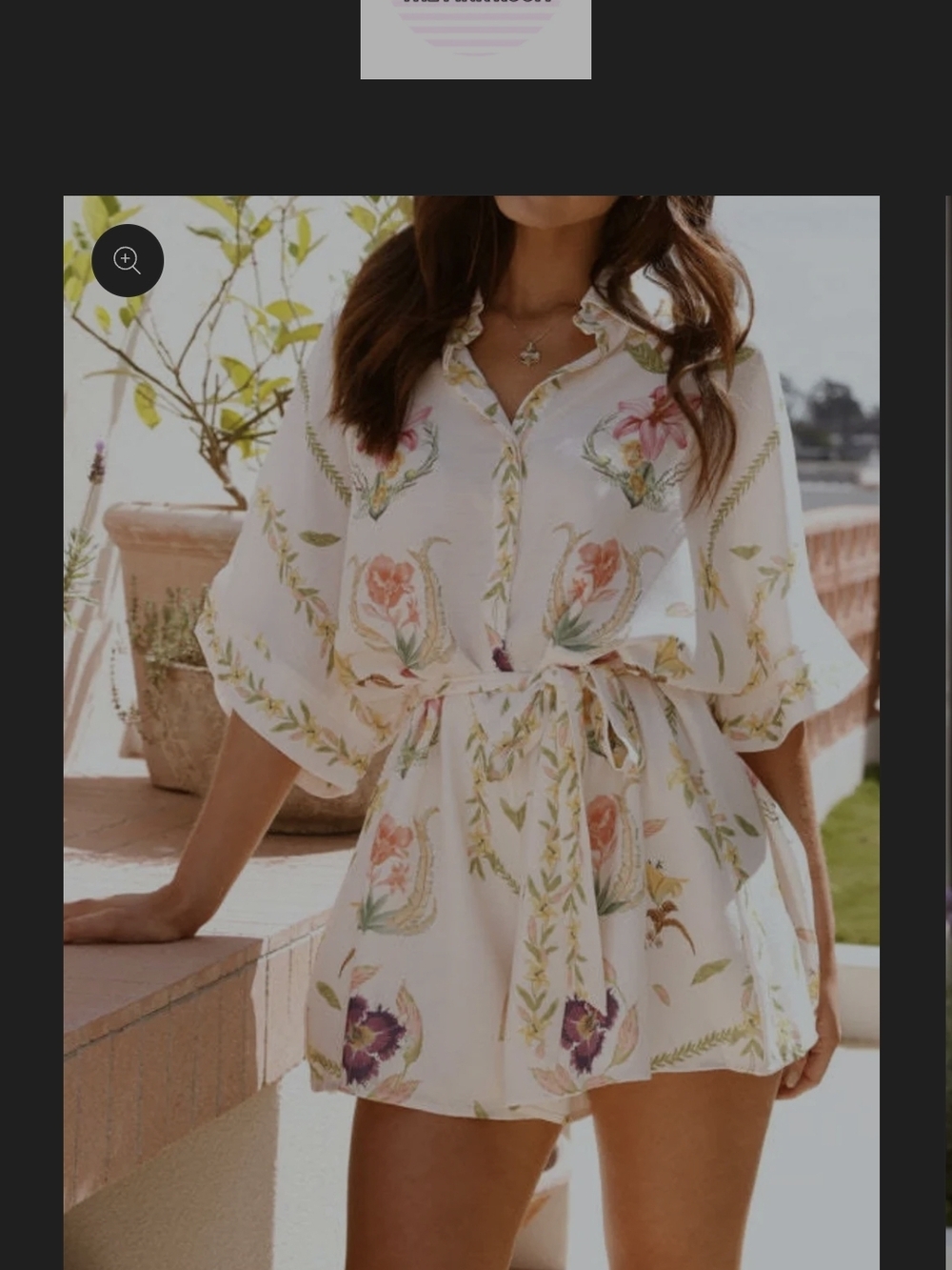 Floral Printed Tie-Waist Romper in White